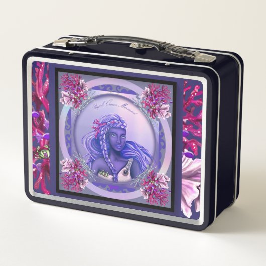 Lila Ozean-Meerjungfrau Metall Brotdose (Rückseite)