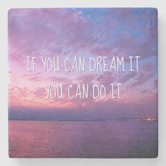 Lila Ozean Sonnenuntergang Foto Traum Es tut es Zi Steinuntersetzer (Vorderseite)