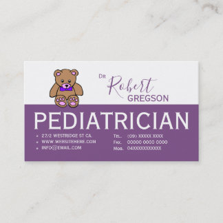 Lila Pädiaterkarte Teddy Bear Terminkarte