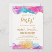 Lila Paint Birthday Einladungen (Vorderseite)