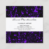 Lila Paint-Spritzer auf Schwarz Quadratische Visitenkarte (Rückseite)