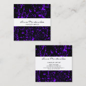 Lila Paint-Spritzer auf Schwarz Quadratische Visitenkarte (Vorne/Hinten)