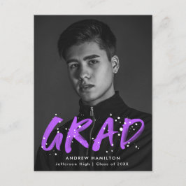 Lila Paint Spritzer Foto Graduation Party Einladungspostkarte