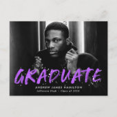 Lila Paint Spritzer Foto Graduation Party Einladungspostkarte (Vorderseite)