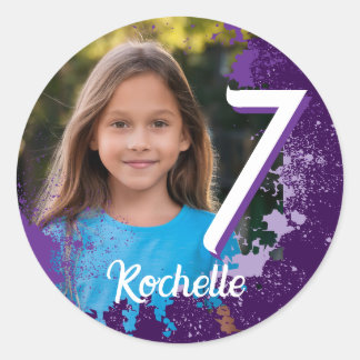 Lila Paint Spritzer Foto Sticker - Alter 7