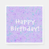 Lila Paint Spritzer Geburtstag Serviette (Vorderseite)