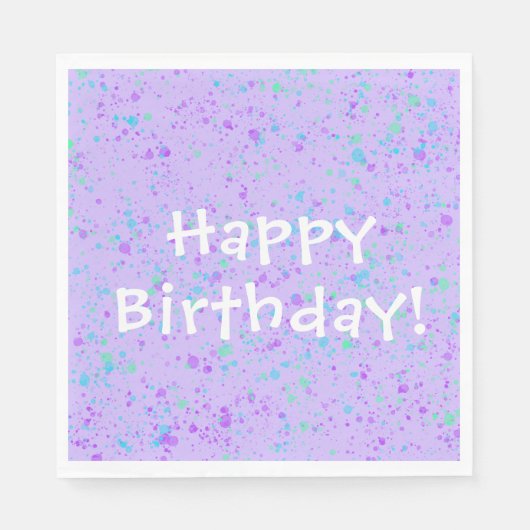 Lila Paint Spritzer Geburtstag Serviette (Vorderseite)