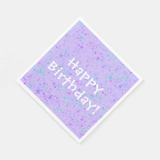 Lila Paint Spritzer Geburtstag Serviette (Ecke)
