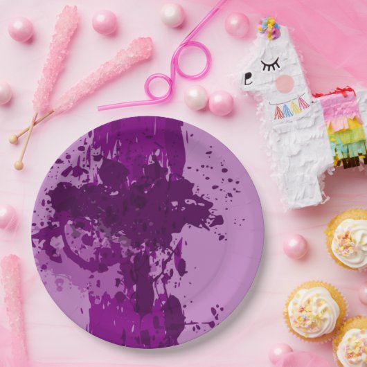Lila Paint-Spritzer - Hochzeitsfeier - Pappteller (Party)