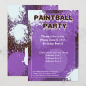 Lila Paintball-Party laden ein Einladung (Vorne/Hinten)