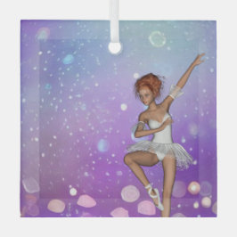 Lila Painted Bokeh Bubbles Ballerina Ornament Aus Glas