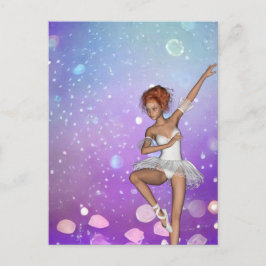 Lila Painted Bokeh Bubbles Ballerina Postkarte