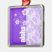 Lila Paisley; Aloha, Hibiskus Silbernes Ornament (Links)