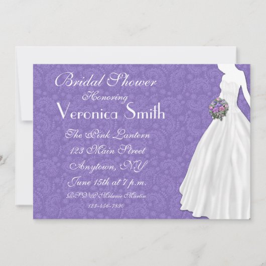 Lila Paisley-Brautparty Einladung (Vorderseite)