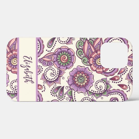 Lila Paisley Case-Mate iPhone Hülle (Rückseite (Horizontal))