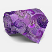 Lila Paisley Damask Muster Krawatte (Gerollt)