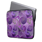 Lila Paisley Damask Muster Laptopschutzhülle (Vorderseite Links)