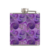 Lila Paisley Damask Muster mit Monogramm Flachmann (Rückseite)