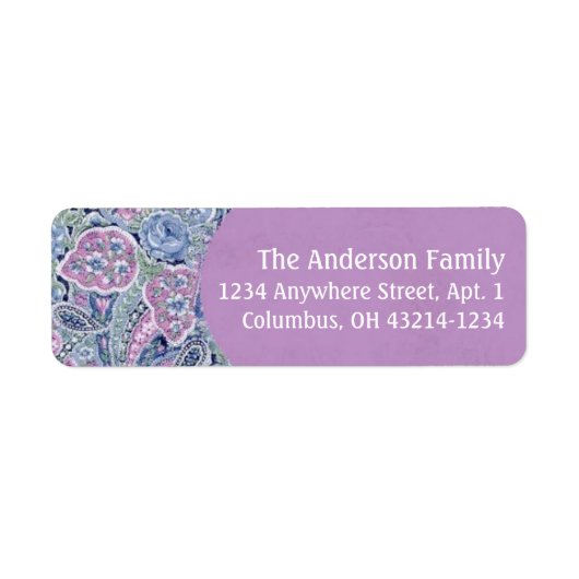 Lila Paisley Floral Return Address Label 2 (Vorne)