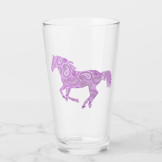 Lila Paisley Galloping Horse Glas (Vorderseite)