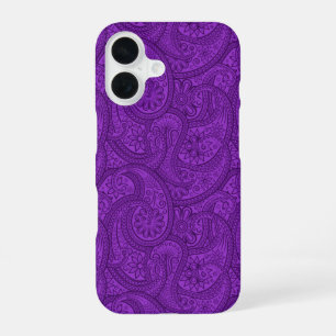 Lila Paisley iPhone 16 Hülle