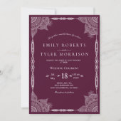 Lila Paisley Mandala Indian Wedding Invites Einladung (Vorderseite)