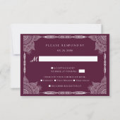 Lila Paisley Mandala Indian Wedding RSVP Karte (Vorderseite)