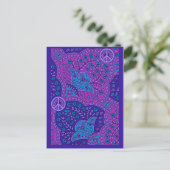 Lila Paisley mit Friedensschildern POSTCARDS für d Postkarte (Stehend Vorderseite)