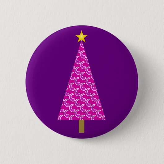 Lila Paisley, moderner Weihnachtsbaum Button (Vorderseite)