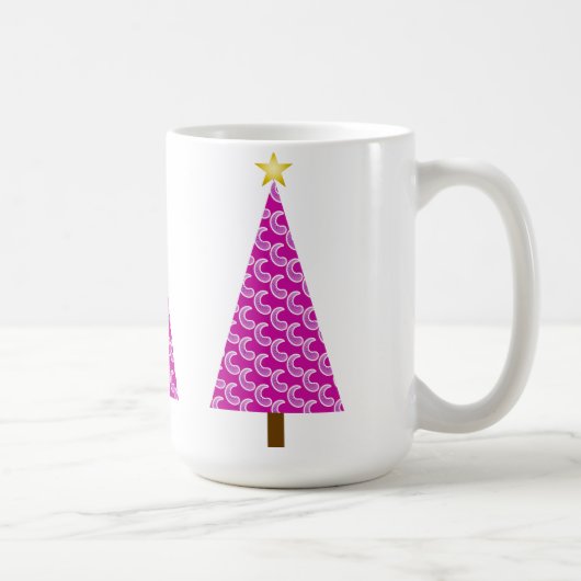 Lila Paisley, moderner Weihnachtsbaum Kaffeetasse (Rechts)