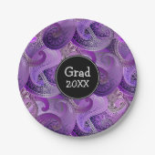 Lila Paisley-Muster-benutzerdefiniertes Party Pappteller (Vorderseite)