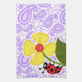 Lila Paisley-Muster; Marienkäfer Küchentuch (Vertikal)