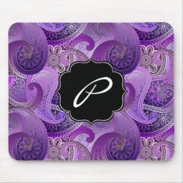 Lila Paisley-Muster mit benutzerdefiniertem Monogr Mousepad