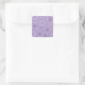 Lila Paisley-Muster Quadratischer Aufkleber (Tasche)