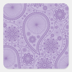Lila Paisley-Muster Quadratischer Aufkleber
