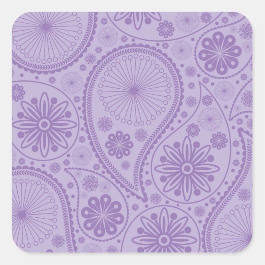 Lila Paisley-Muster Quadratischer Aufkleber (Vorderseite)