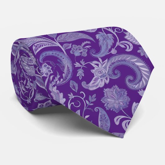 Lila Paisley Neck Tie Krawatte (Gerollt)