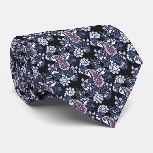 Lila Paisley Neck Tie Krawatte (Gerollt)