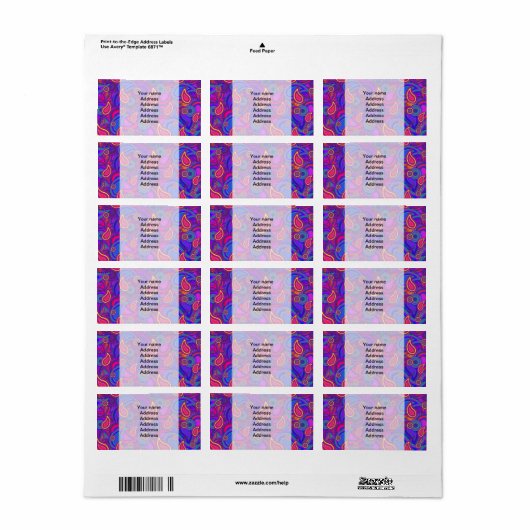 Lila Paisley Pattern Adressaufkleber (Vorne)