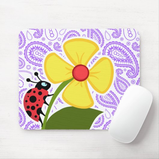 Lila Paisley Pattern; Ladybug Mousepad (Mit Mouse)