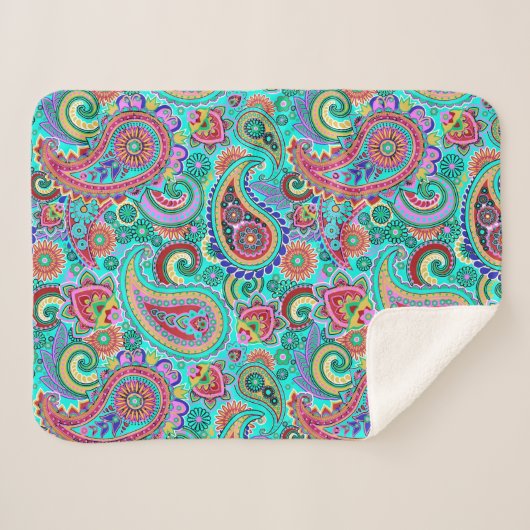 Lila Paisley Pattern Sherpadecke (Vorderseite (Horizontal))