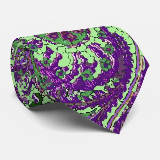 Lila Paisley Peacock Colors Wedding Krawatte (Gerollt)