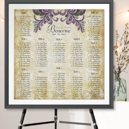 Lila Paisley Peacock Hochzeitskarten Poster