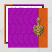 Lila Paisley Peacock Indian Wedding Einladung (Vorne/Hinten)