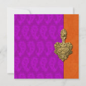 Lila Paisley Peacock Indian Wedding Einladung (Vorderseite)