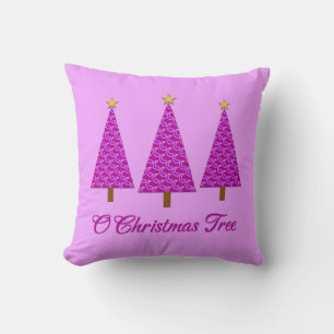 Lila Paisley Retro Moderne Weihnachtsbäume Kissen