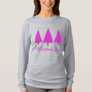 Lila Paisley Retro Moderne Weihnachtsbäume T-Shirt