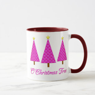 Lila Paisley Retro Moderne Weihnachtsbäume Tasse