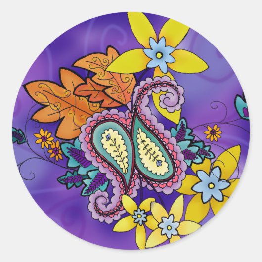 Lila Paisley Stickers (Vorderseite)