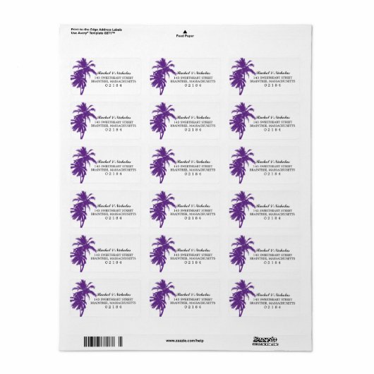 Lila Palmbaum | Anschrift Adressaufkleber (Vorne)